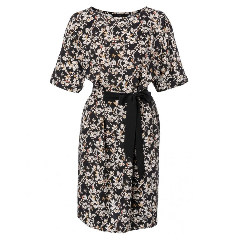 YAYA 1801194-920 DRESS WITH FLORAL PRINT ALMOST BLACK - Siezz